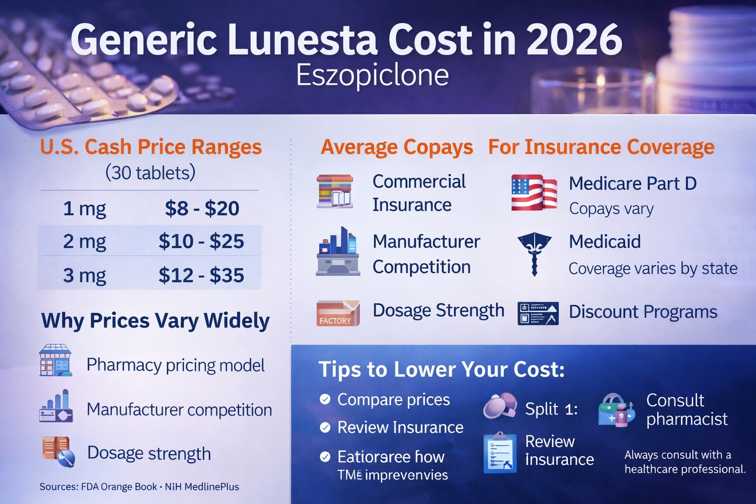 Generic Lunesta Cost in 2026: What Patients Can Expect
